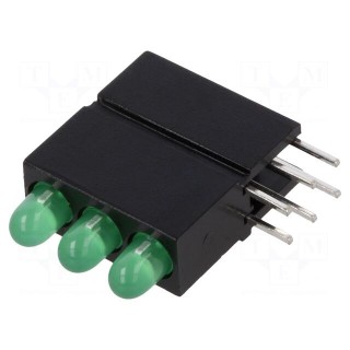 LED | in housing | green | 2.8mm | No.of diodes: 3 | 20mA | 40° | 10÷20mcd