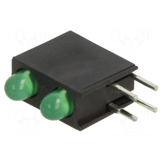 LED | in housing | green | 2.9mm | No.of diodes: 2 | 20mA | 60° | 2.2÷2.6V