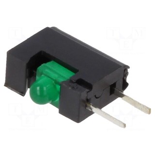 LED | in housing | green | 2mm | No.of diodes: 1 | 20mA | 40° | 2.6÷10mcd