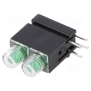LED | in housing | green | 3.9mm | No.of diodes: 2 | 20mA | 40° | 10÷20mcd