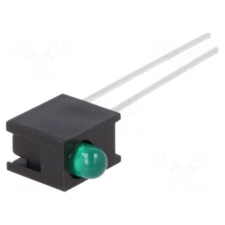 LED | in housing | green | 3mm | No.of diodes: 1 | 10mA | 60° | 1.5÷2.7V