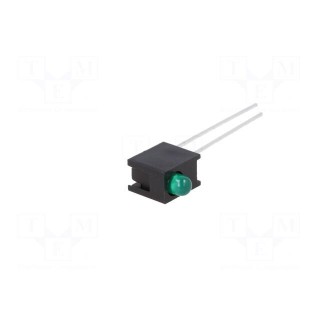 LED | in housing | green | 3mm | No.of diodes: 1 | 10mA | 60° | 1.5÷2.7V