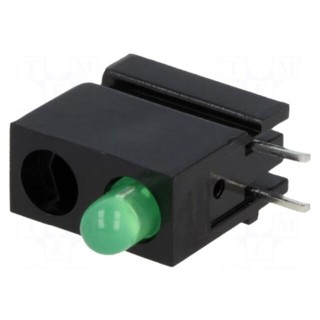 LED | in housing | green | 3mm | No.of diodes: 1 | 20mA | 40° | 10÷20mcd