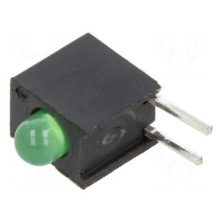 LED | in housing | green | 3mm | No.of diodes: 1 | 20mA | Lens: diffused