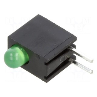 LED | in housing | green | 3mm | No.of diodes: 1 | 2mA | Lens: diffused