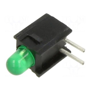 LED | in housing | green | 3mm | No.of diodes: 1 | 30mA | Lens: green | 60°