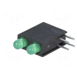 LED | in housing | green | 3mm | No.of diodes: 2 | 20mA | 40° | 2.2÷2.5V