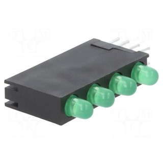 LED | in housing | green | 3mm | No.of diodes: 4 | 10mA | 40° | 2.2÷2.5V
