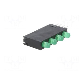 LED | in housing | green | 3mm | No.of diodes: 4 | 10mA | 40° | 2.2÷2.5V