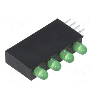 LED | in housing | green | 3mm | No.of diodes: 4 | 20mA | 80° | 1.6÷2.6V