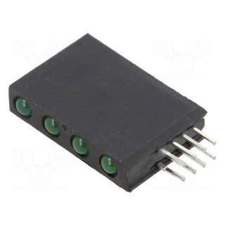 LED | in housing | green | 3mm | No.of diodes: 4 | 20mA | Lens: diffused