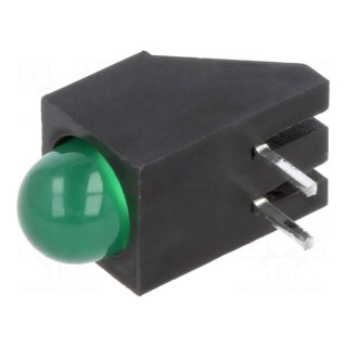 LED | in housing | green | 4.75mm | No.of diodes: 1 | 20mA | 60° | 2.2÷2.6V