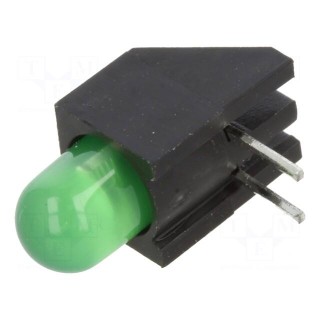 LED | in housing | green | 5mm | No.of diodes: 1 | 20mA | Lens: diffused