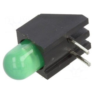 LED | in housing | green | 5mm | No.of diodes: 1 | 2mA | Lens: diffused