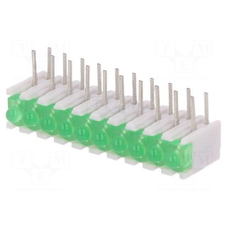 LED | in housing | green | No.of diodes: 10 | 20mA | 38° | 2.1V | 25mcd