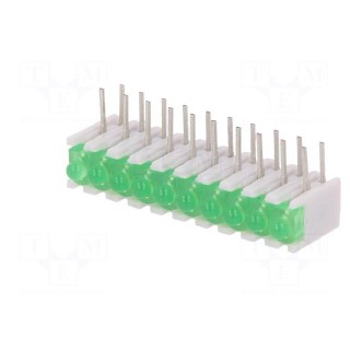 LED | in housing | green | No.of diodes: 10 | 20mA | 38° | 2.1V | 25mcd