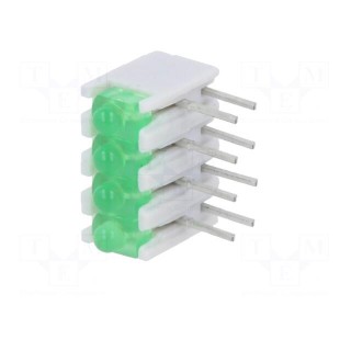 LED | in housing | green | No.of diodes: 4 | 20mA | Lens: diffused,green