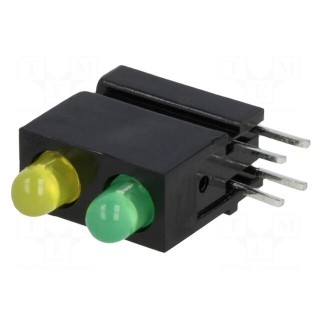 LED | in housing | green,yellow | 3mm | No.of diodes: 2 | 20mA