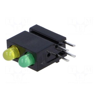 LED | in housing | green,yellow | 3mm | No.of diodes: 2 | 20mA