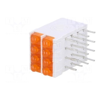 LED | in housing | orange | 1.8mm | No.of diodes: 8 | 10mA | 70° | 2.05V
