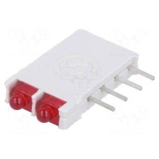 LED | in housing | red | 1.8mm | No.of diodes: 2 | 10mA | 38° | 2V | 13mcd