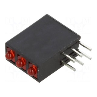 LED | in housing | red | 1.8mm | No.of diodes: 3 | 20mA | Lens: diffused