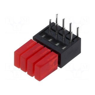 LED | in housing | red | 1.8mm | No.of diodes: 4 | 20mA | 110° | 3÷7mcd