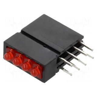 LED | in housing | red | 1.8mm | No.of diodes: 4 | 20mA | 70° | 1÷5mcd