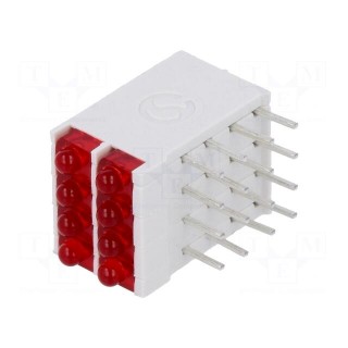 LED | in housing | red | 1.8mm | No.of diodes: 8 | 10mA | 38° | 2V | 13mcd