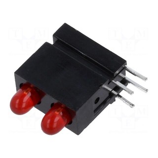 LED | in housing | red | 2.8mm | No.of diodes: 2 | 2mA | 60° | 1.2÷4mcd