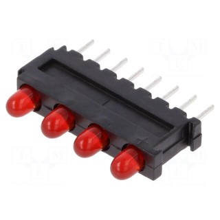 LED | in housing | red | 2.8mm | No.of diodes: 4 | 20mA | 60° | 15÷30mcd