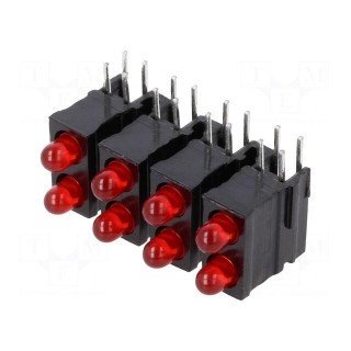 LED | in housing | red | 2.8mm | No.of diodes: 8 | 20mA | 60° | 1.2÷4mcd