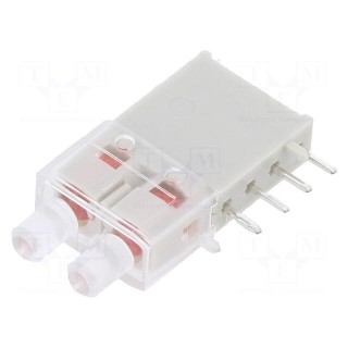 LED | in housing | red | 2.9mm | No.of diodes: 2 | 20mA | Lens: red | 50°