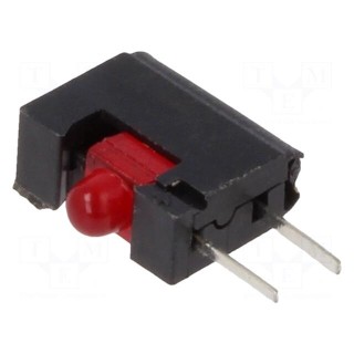 LED | in housing | red | 2mm | No.of diodes: 1 | 20mA | Lens: red,diffused