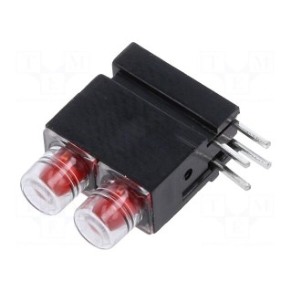 LED | in housing | red | 3.9mm | No.of diodes: 2 | 20mA | 60° | 1.2÷4mcd