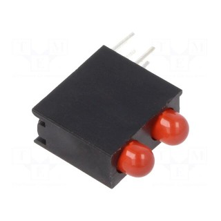 LED | in housing | red | 3mm | No.of diodes: 2 | 20mA | Lens: diffused | 30°