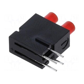 LED | in housing | red | 3mm | No.of diodes: 2 | 20mA | Lens: red,diffused