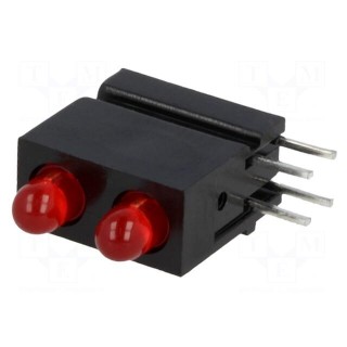 LED | in housing | red | 3mm | No.of diodes: 2 | 20mA | Lens: red,diffused
