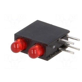 LED | in housing | red | 3mm | No.of diodes: 2 | 20mA | Lens: diffused,red