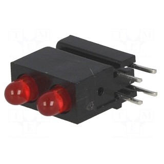 LED | in housing | red | 3mm | No.of diodes: 2 | 20mA | Lens: diffused,red
