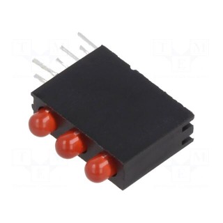 LED | in housing | red | 3mm | No.of diodes: 3 | 20mA | Lens: diffused | 30°