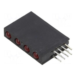 LED | in housing | red | 3mm | No.of diodes: 4 | 20mA | Lens: diffused | 40°