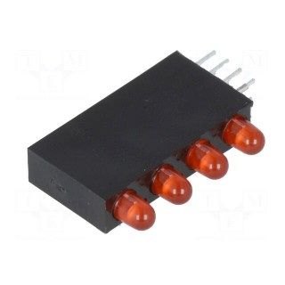LED | in housing | red | 3mm | No.of diodes: 4 | 20mA | Lens: diffused,red