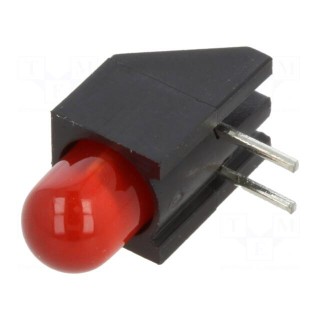 LED | in housing | red | 5mm | No.of diodes: 1 | 2mA | Lens: diffused | 45°