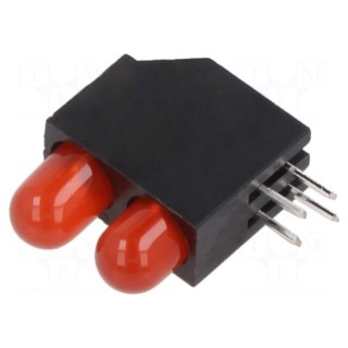 LED | in housing | red | 5mm | No.of diodes: 2 | 30mA | Lens: diffused | 60°