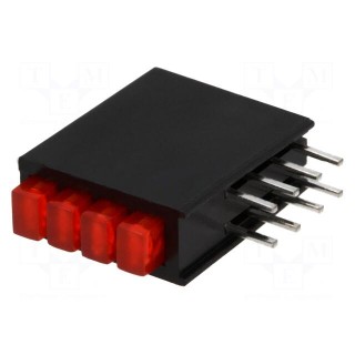 LED | in housing | red | No.of diodes: 4 | 20mA | Lens: diffused,red