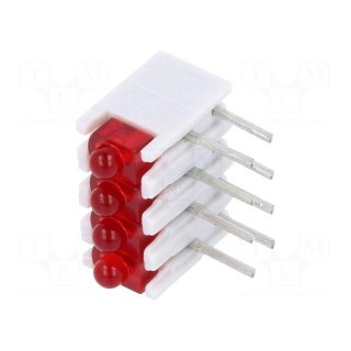 LED | in housing | red | No.of diodes: 4 | 20mA | Lens: diffused,red | 38°