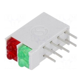 LED | in housing | red/green | 1.8mm | No.of diodes: 4 | 10mA | 38°