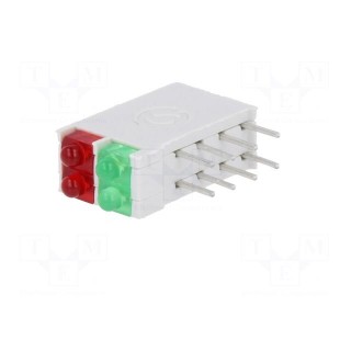 LED | in housing | red/green | 1.8mm | No.of diodes: 4 | 10mA | 38°