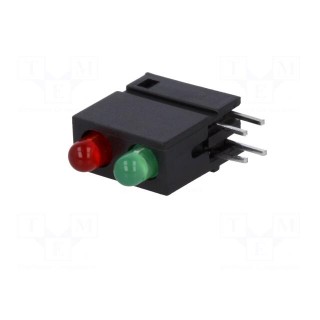 LED | in housing | red/green | 3mm | No.of diodes: 2 | 20mA | 40° | 2÷2.2V